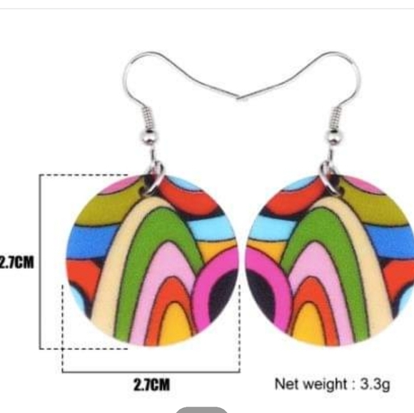 NEW RAINBOW COLOR HANGING EARRINGS - Picture 3 of 5